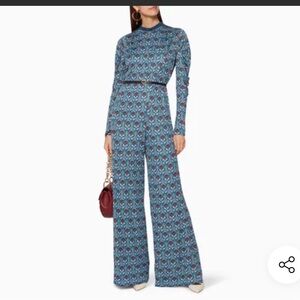 Chloe Jumpsuit 34 XS Blue and Red Patterned
